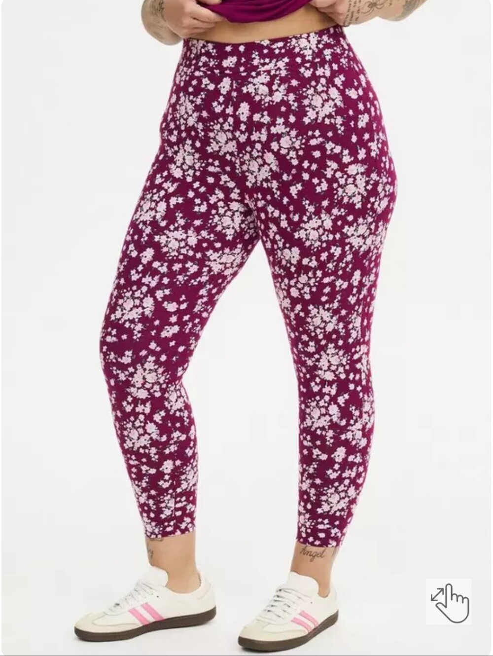 NWOT Normandy Floral Purple Crop Signature Legging Torrid-size 0 ( US Size 12 )